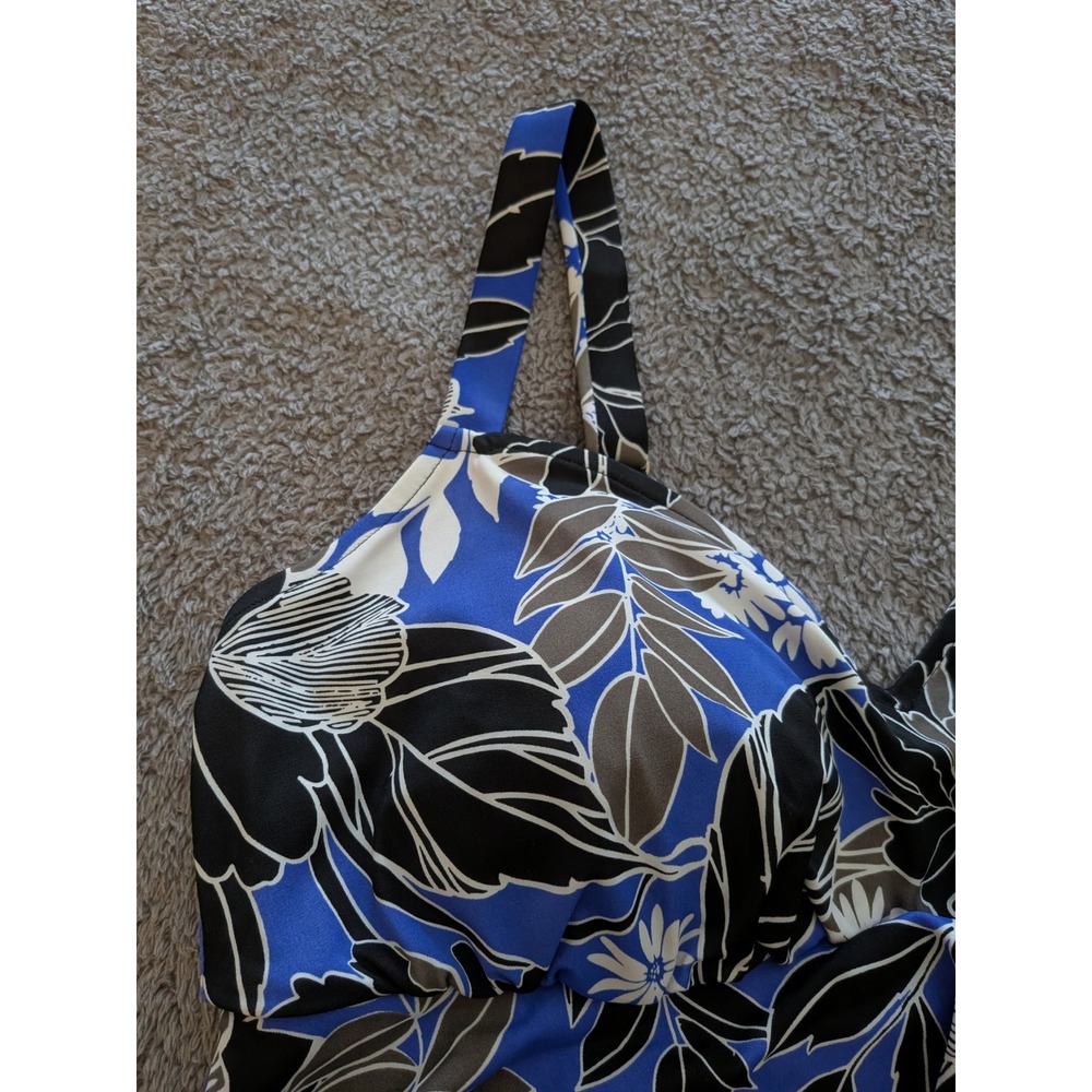ONeill Womens Floral Tankini Swimsuit Set with Blue Mesh Cover Up XL Blue Black - Picture 3 of 10